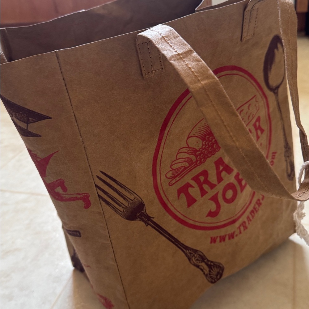 Trader Joe's Brown Reusable Tote Bag with Red Logo - Picture 4 of 4